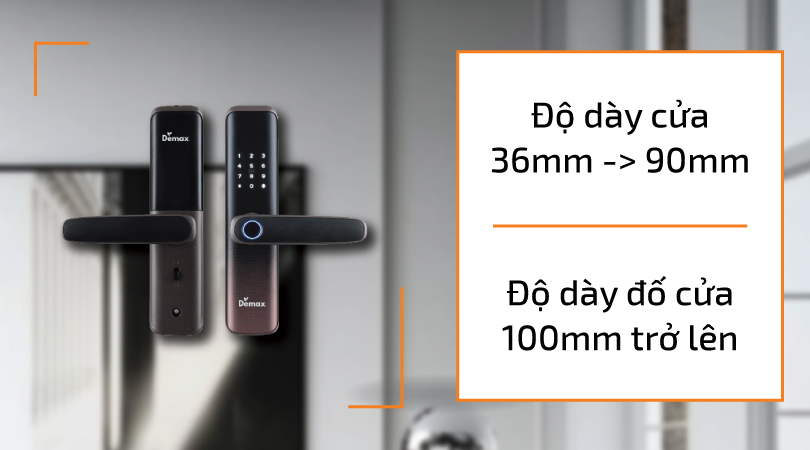 Demax EL268 MB APP Wifi - Độ dày cửa